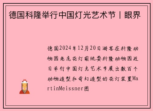 德国科隆举行中国灯光艺术节丨眼界