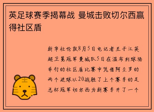 英足球赛季揭幕战 曼城击败切尔西赢得社区盾